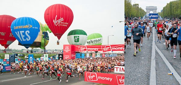 The start of the London and Paris Marathons — good luck trying to spot the people you've been assigned to shoot amongst that crowd!