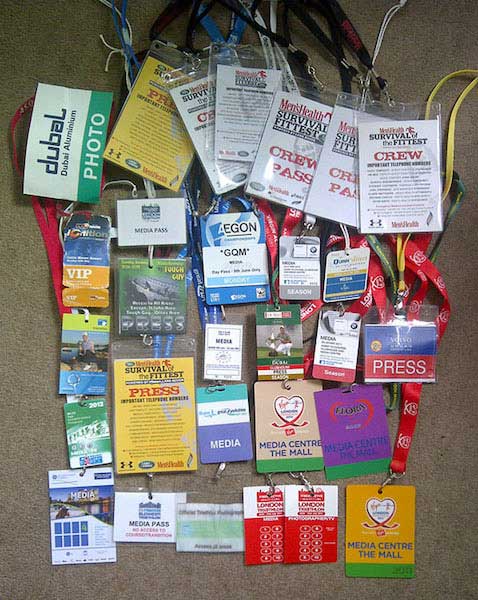 A small selection of the media passes I've acquired in the last few years.